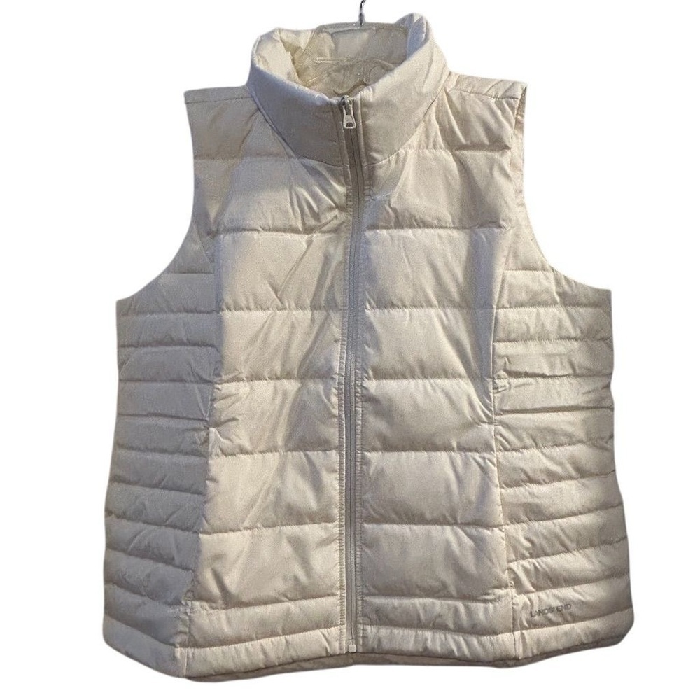 Lands’ End Women's Ivory Down Puffer Vest Size L Petite Lightweight‎ Casu…